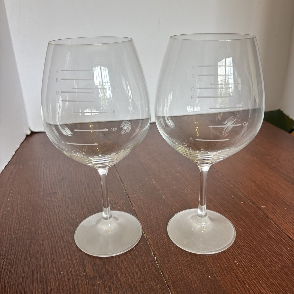 2 Uncommon Goods Major Scale Crystal Musical Wine Glasses Fun for Musicians!